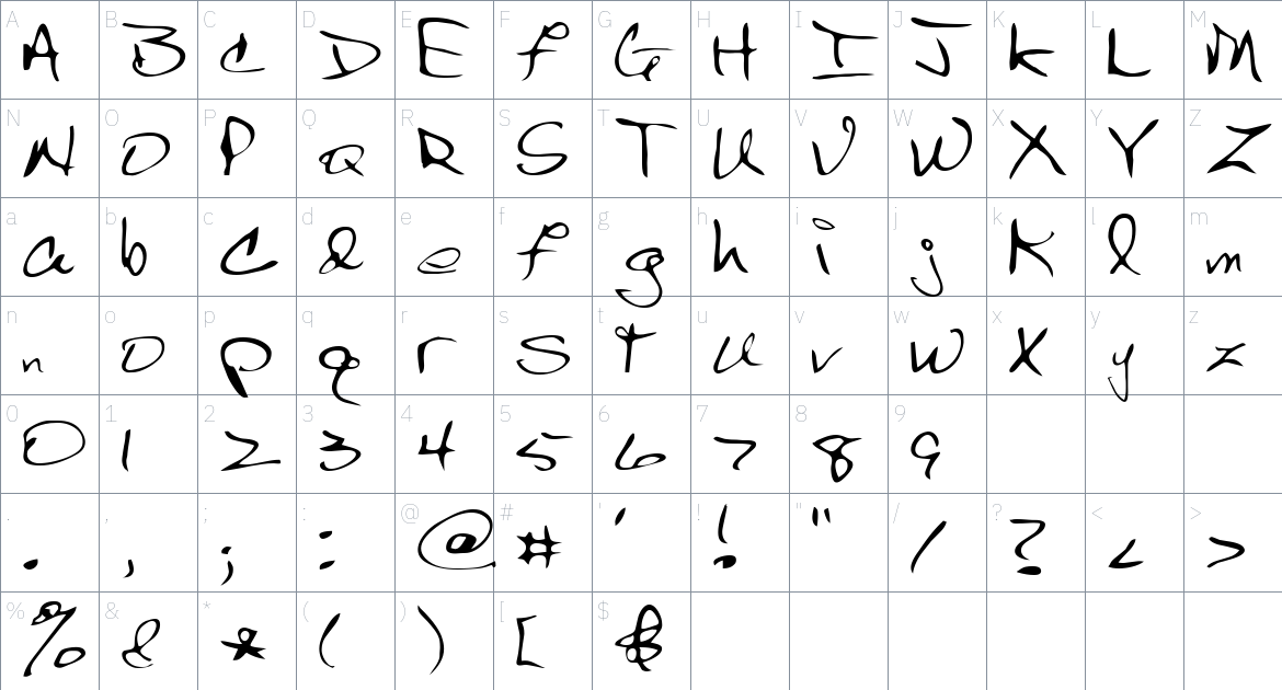 Meamury Font font Character Map