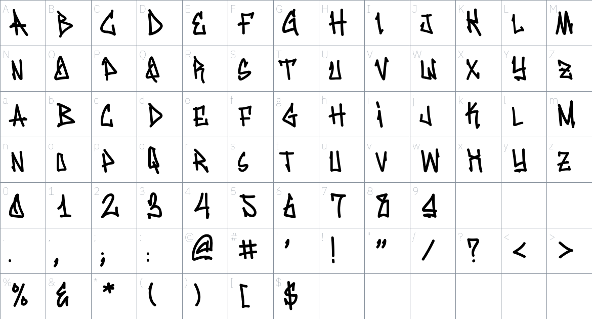 Wall Bomber Font font Character Map