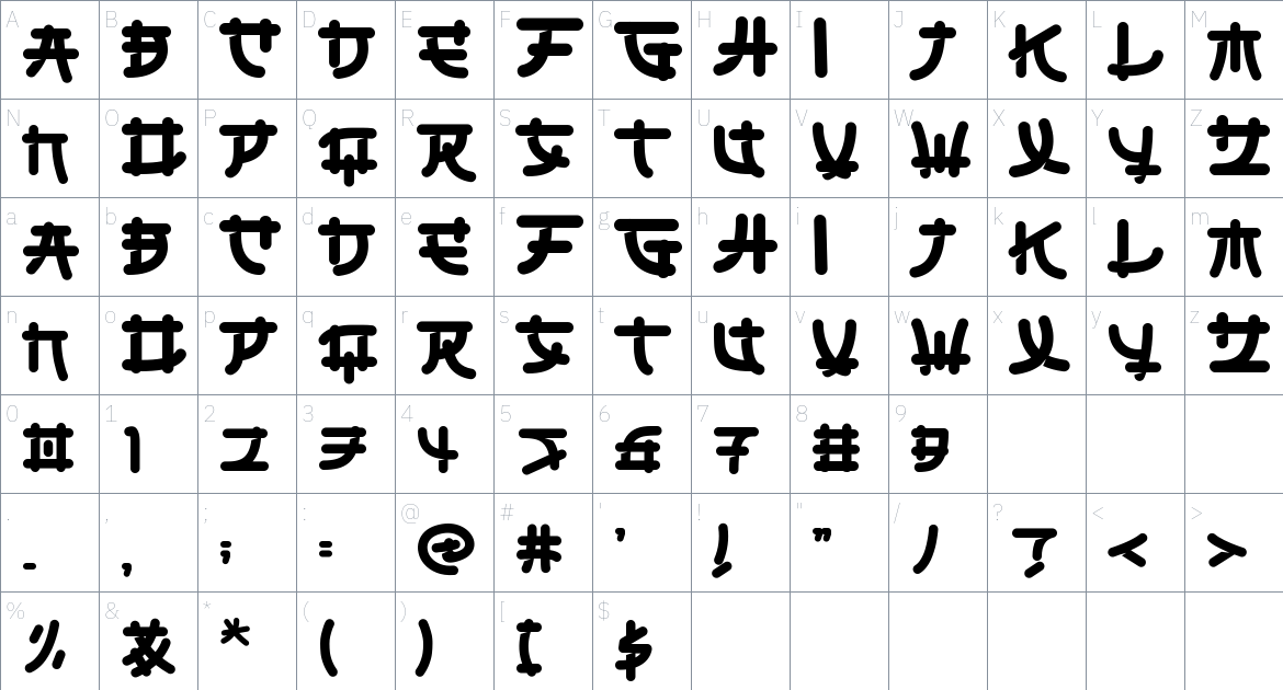 Okashi Font font Character Map