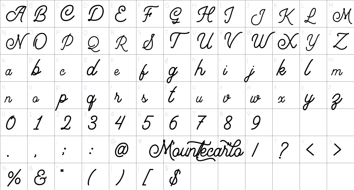 Mountecarlo Font font Character Map