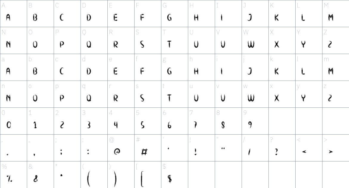 Haunted Hospital font Character Map