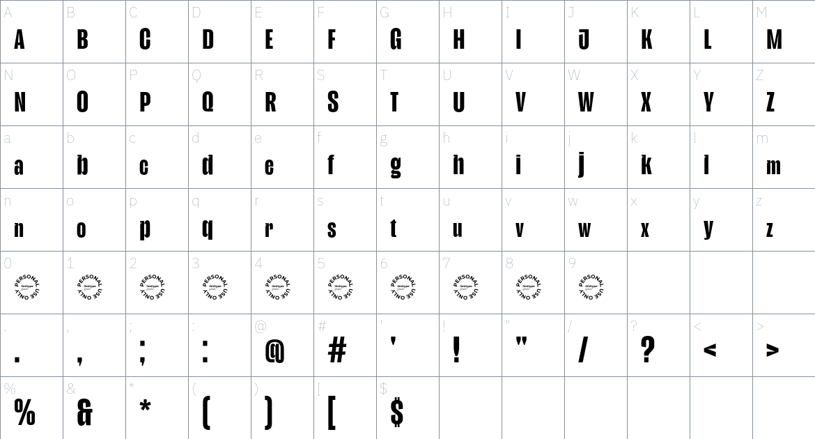 Genesize Grotesk font Character Map