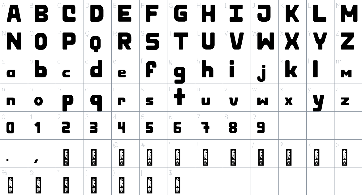 CHIDO font Character Map