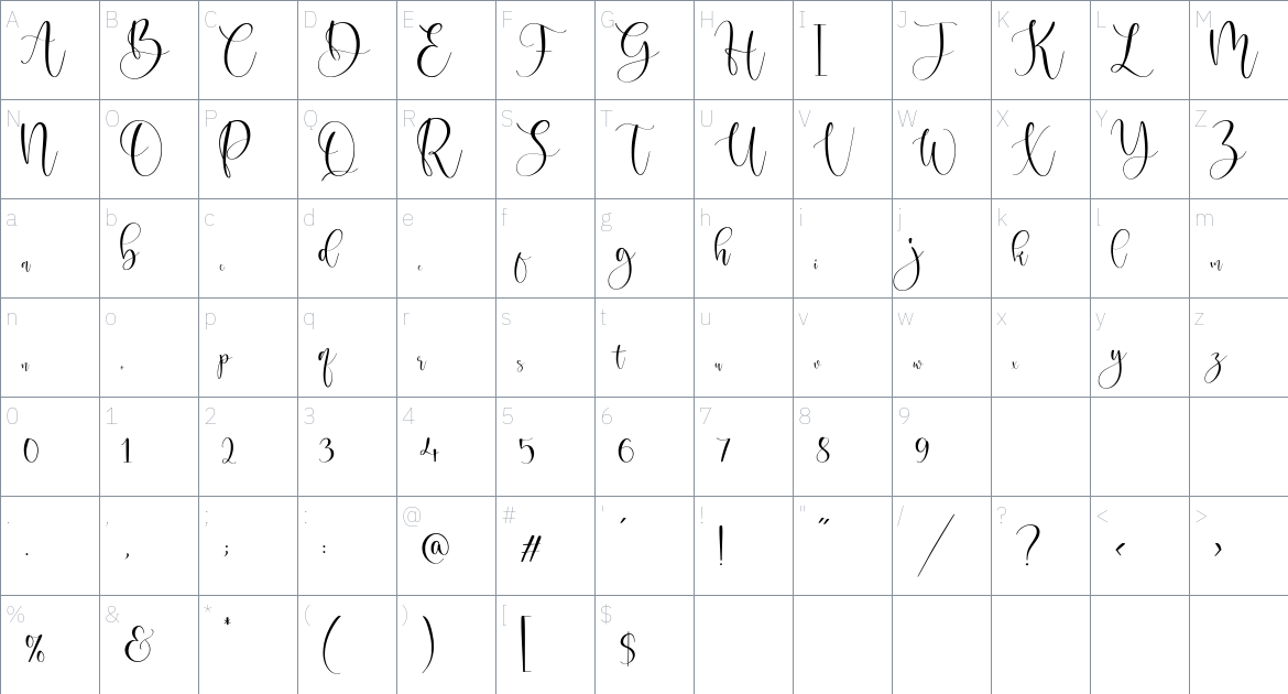 Magnolin Font font Character Map