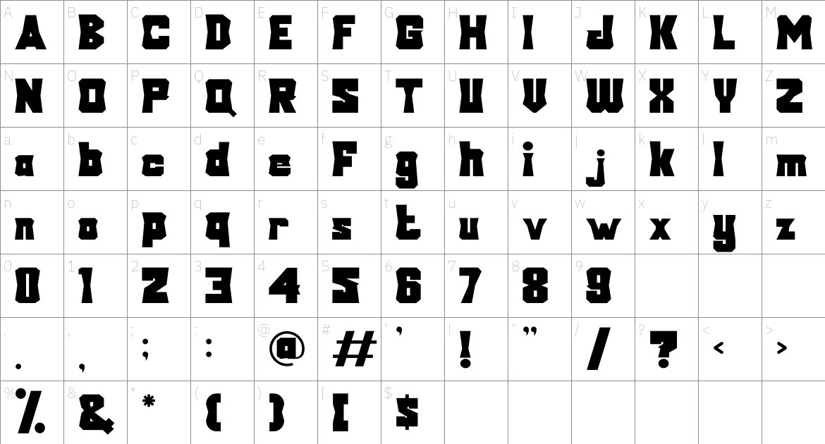 Wezer font Character Map