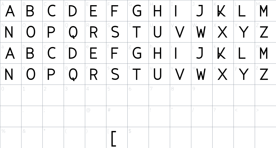 Helomole Font font Character Map