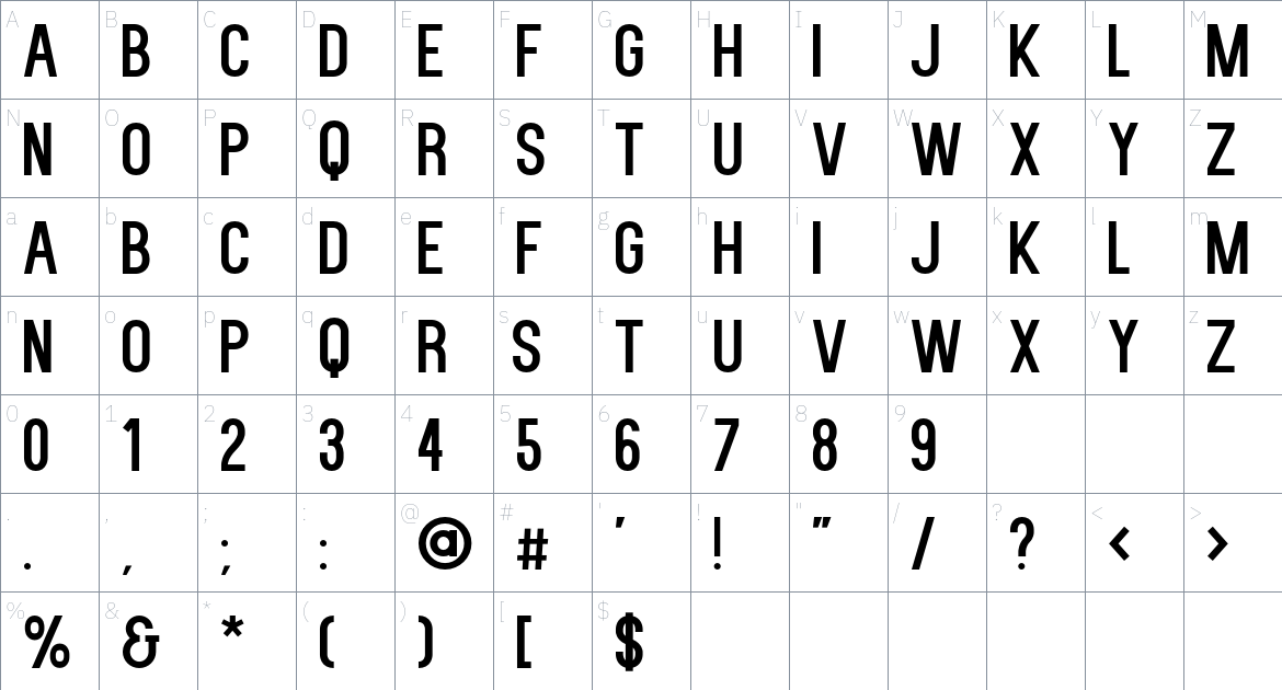 Kenzo Font font Character Map