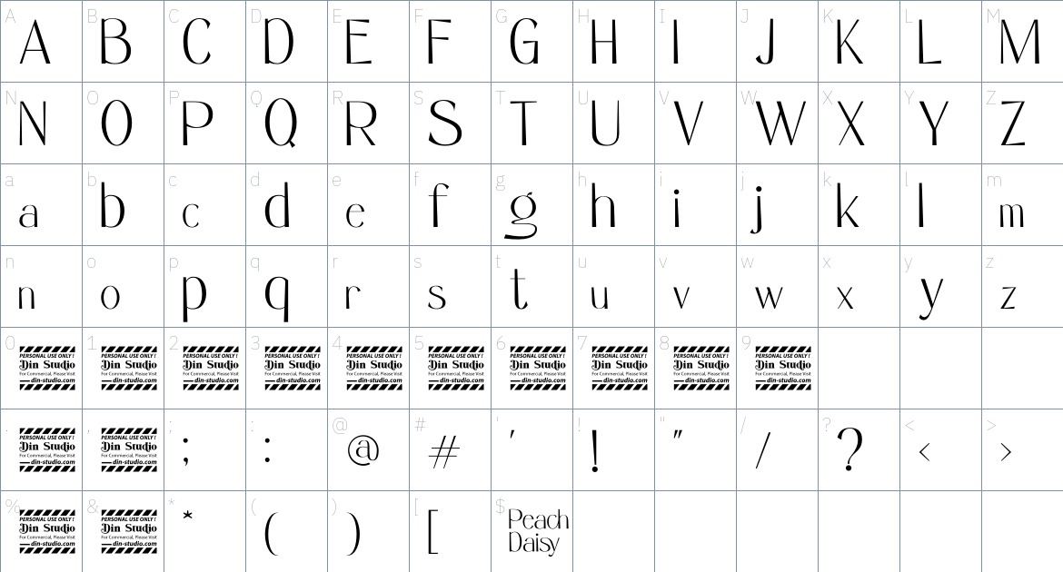 Peach Daisy font Character Map