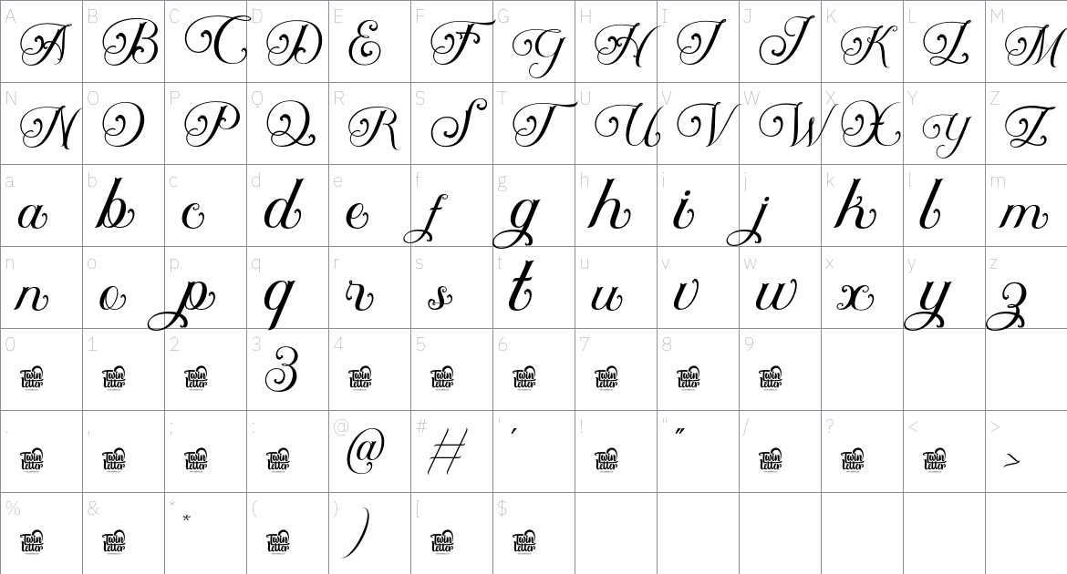 Auntha Clear Trial font Character Map