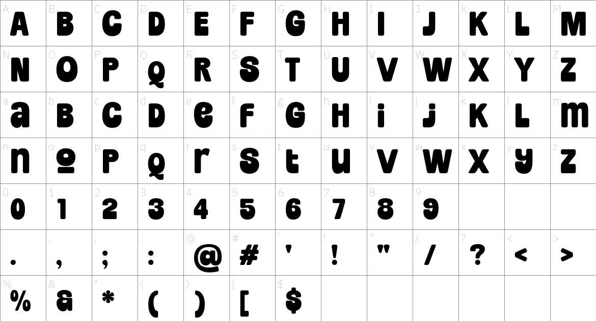 Jt Gilboys font Character Map