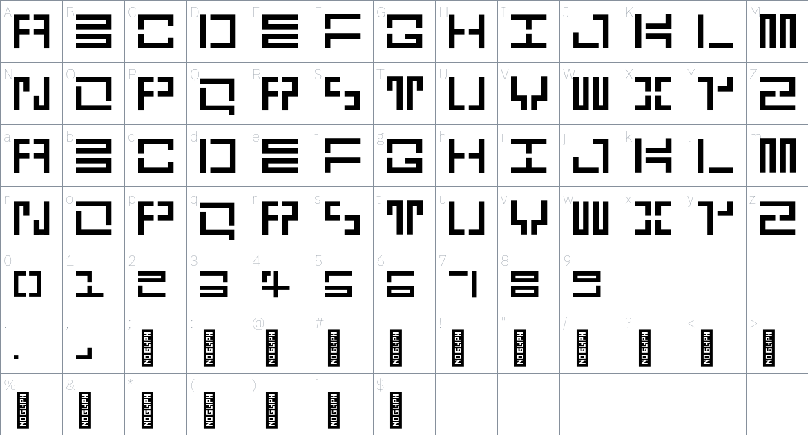 Symmetrika Font font Character Map