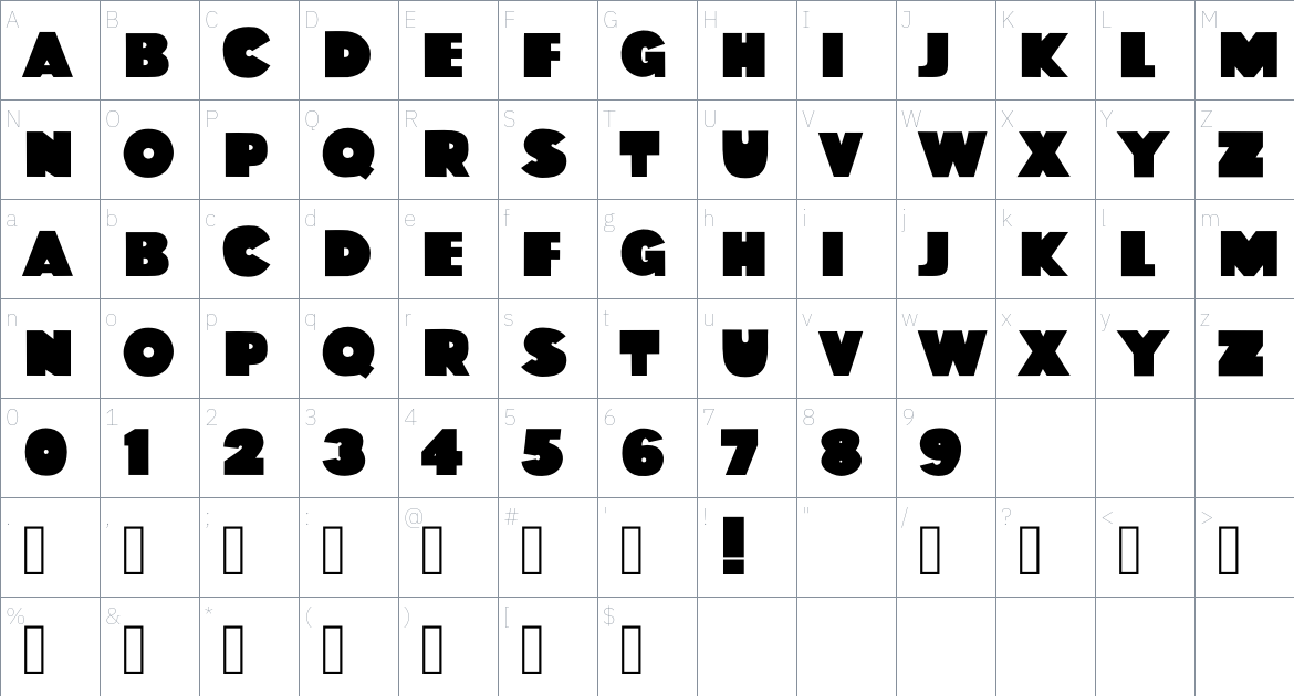 Acidente Font font Character Map