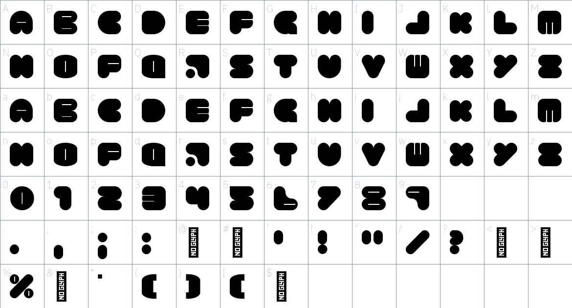 Rondure Font font Character Map