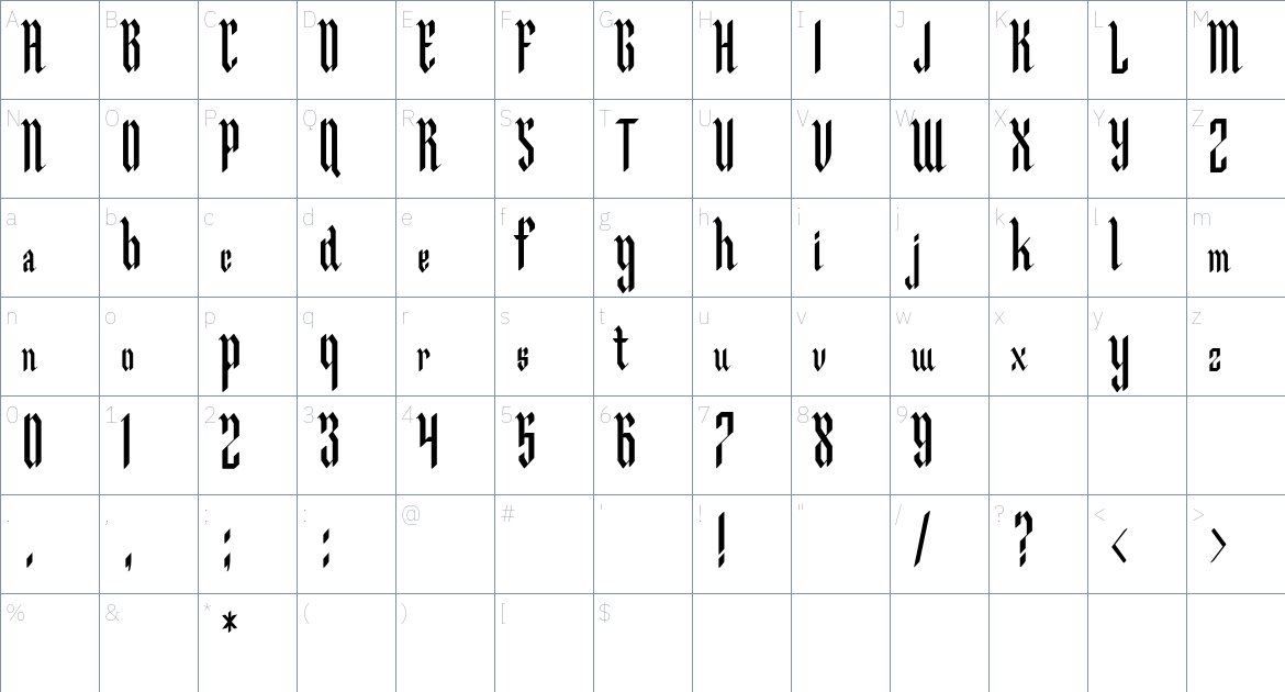 Malegroth Font font Character Map