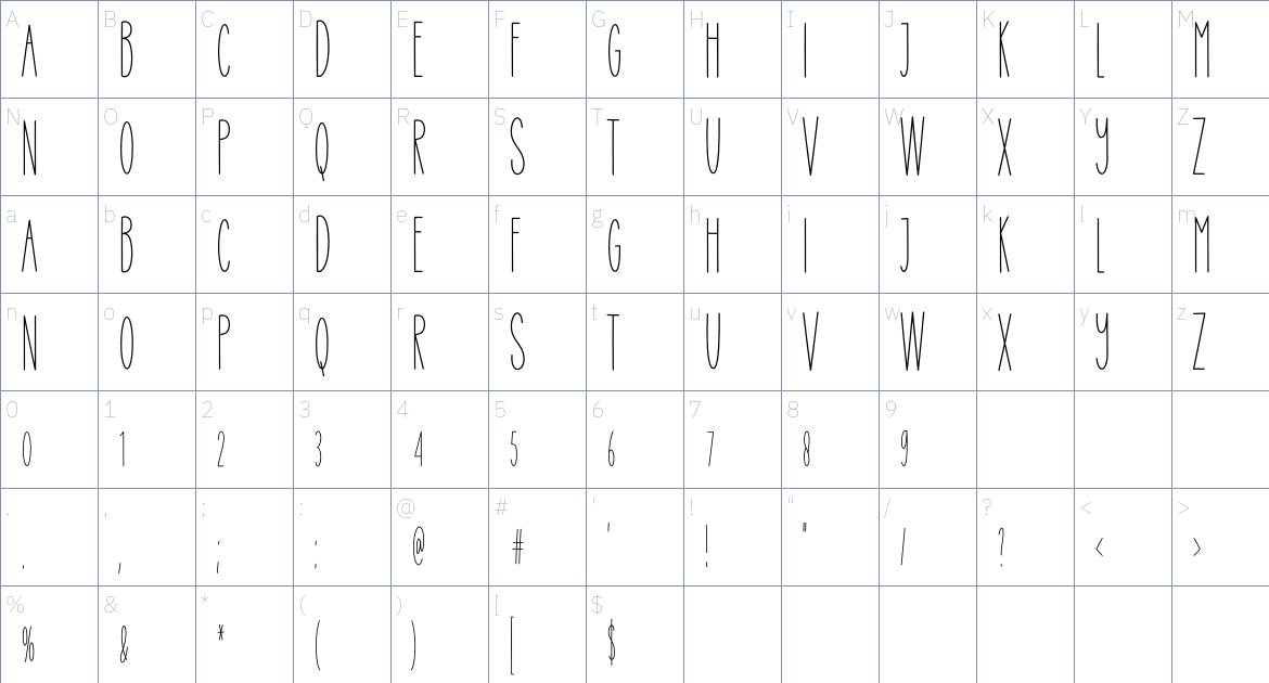 Paperwork font Character Map