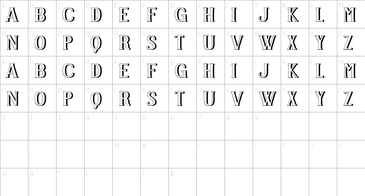 Comic Letters font Character Map