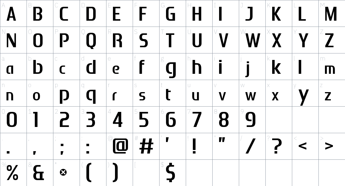 PlayStation font Character Map