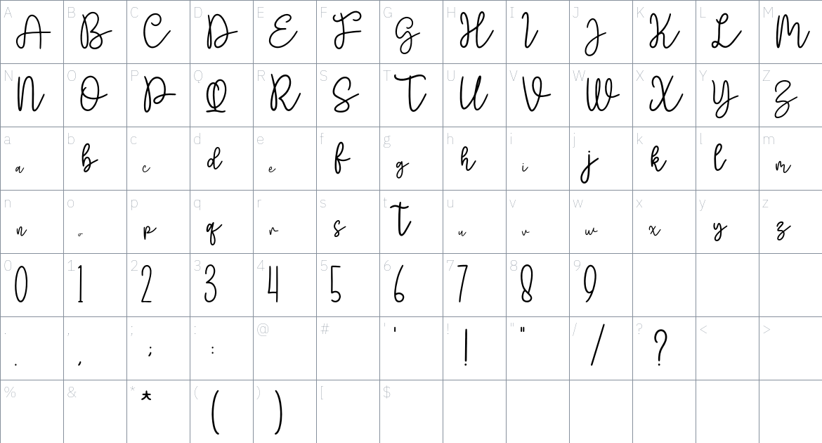 Brotusse Font font Character Map