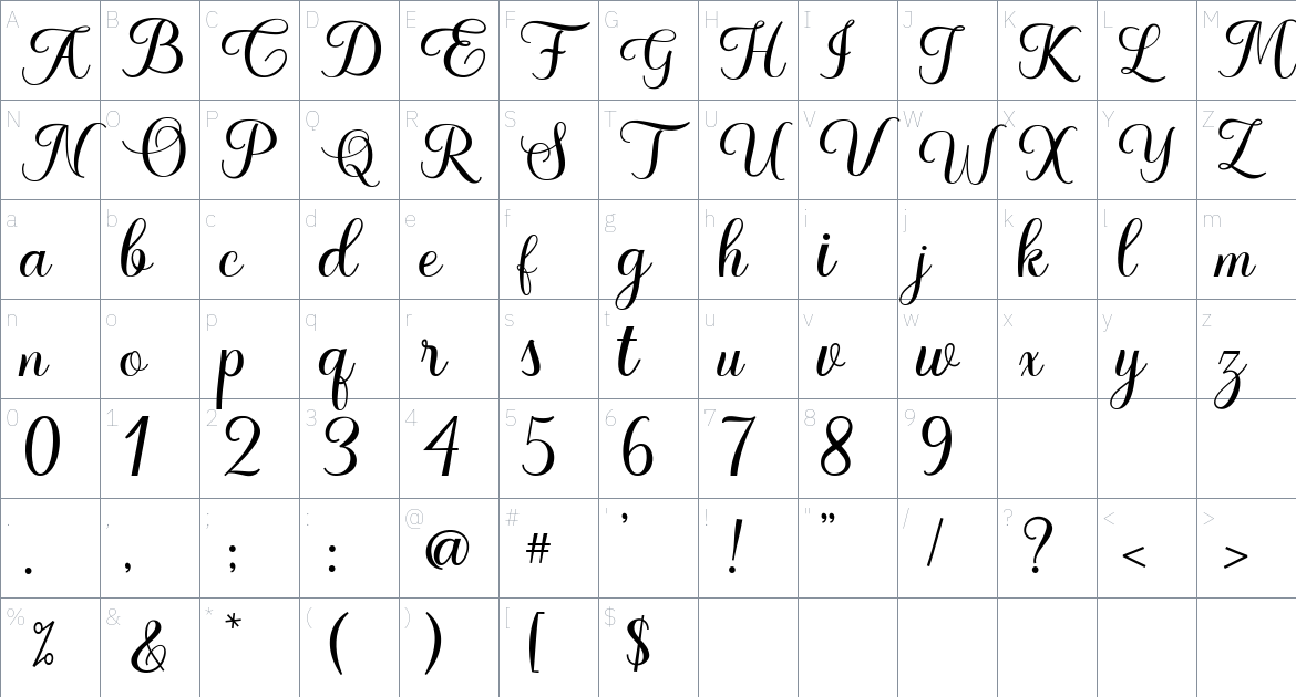 Whitney font Character Map