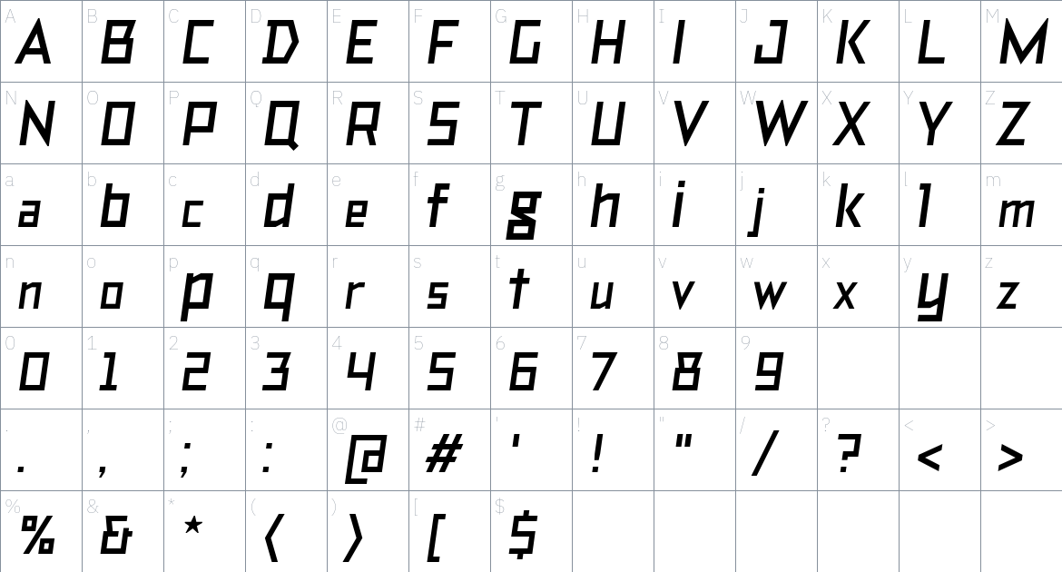 TT Bricks font Character Map