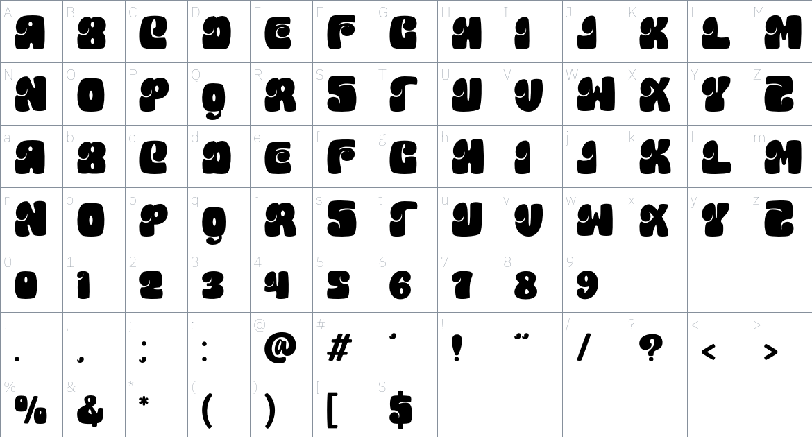 Monpire font Character Map