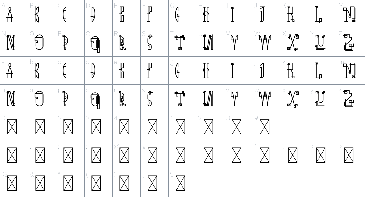 Eazy Ways font Character Map