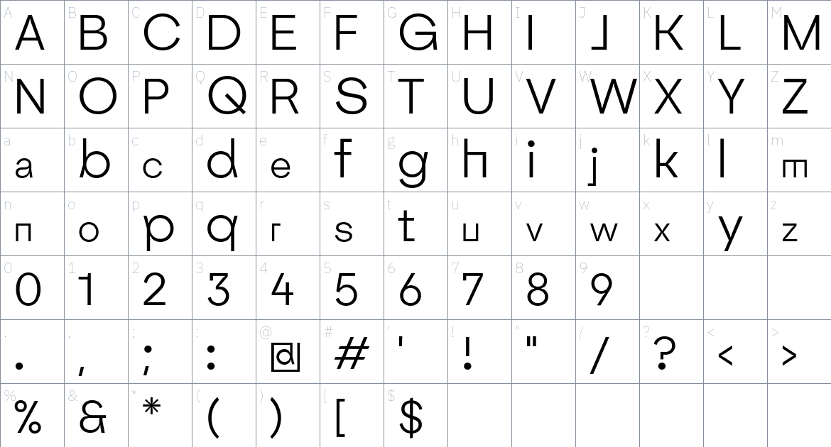 Geom Font font Character Map