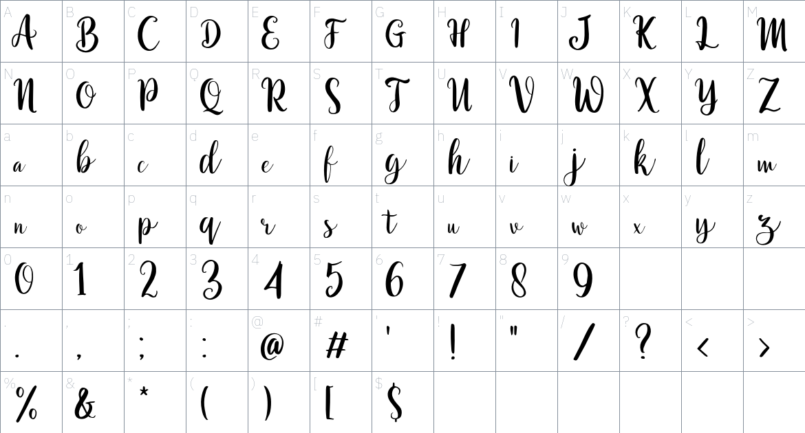 Eternal Lights Font font Character Map