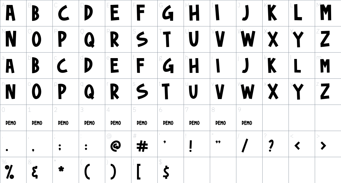 Tintco Font font Character Map