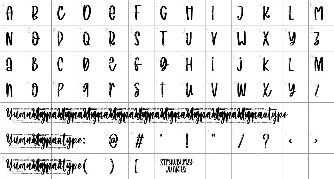 Strawberry Junkis font Character Map