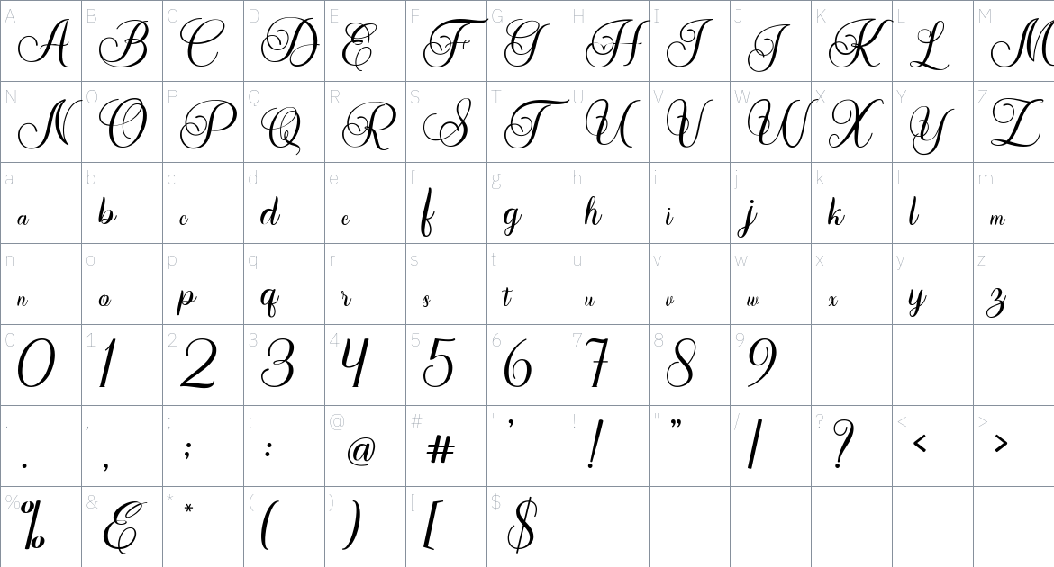 Marchanda font Character Map