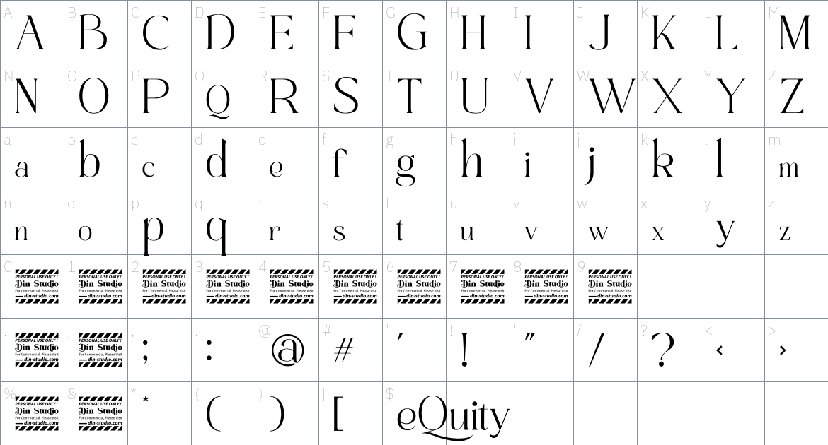 eQuity font Character Map