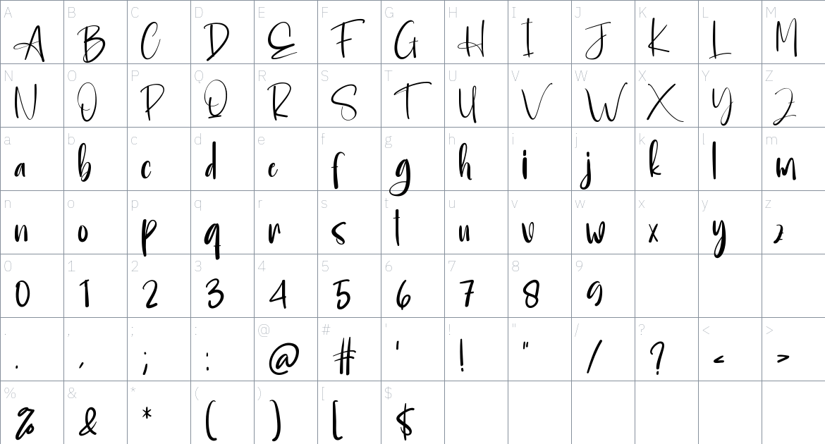 Hobbyhorse font Character Map