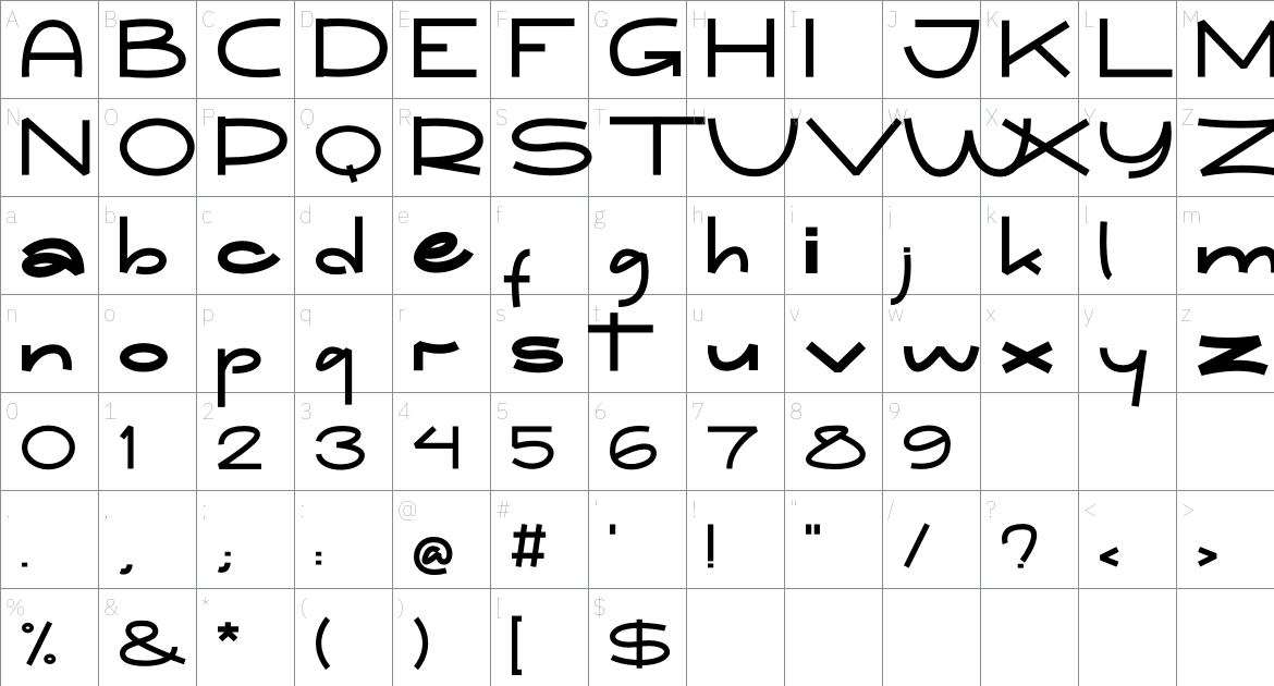 Clausbere font Character Map