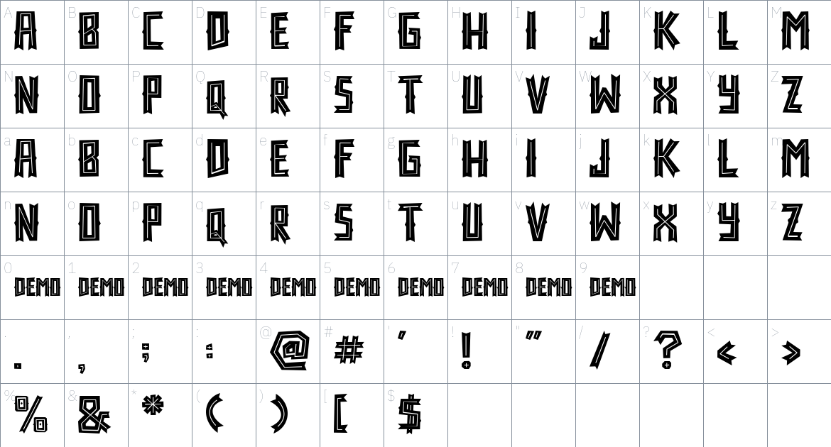 Survivor Font font Character Map