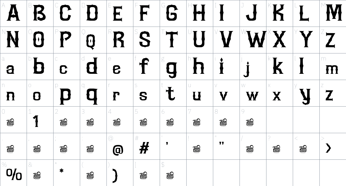 Moblaz font Character Map