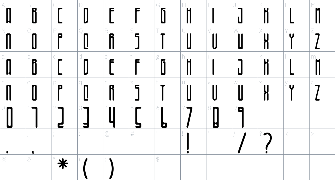 Bizarre Font font Character Map