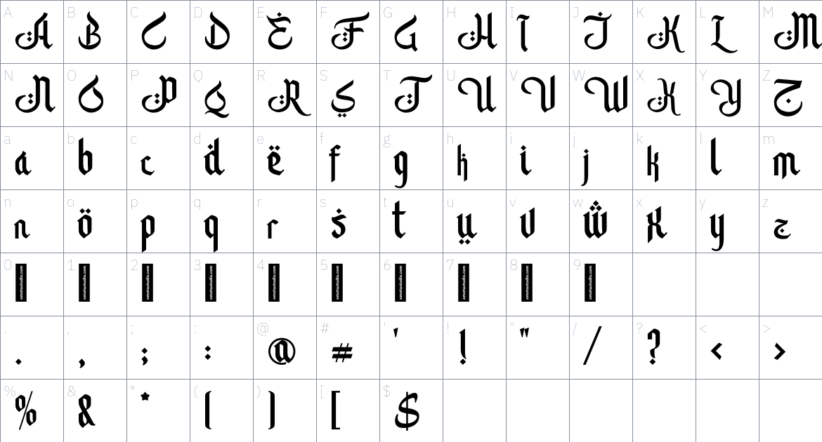 Albaik font Character Map