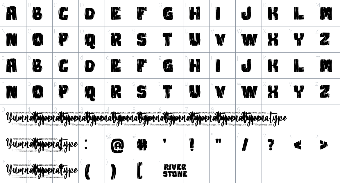 River Stone font Character Map