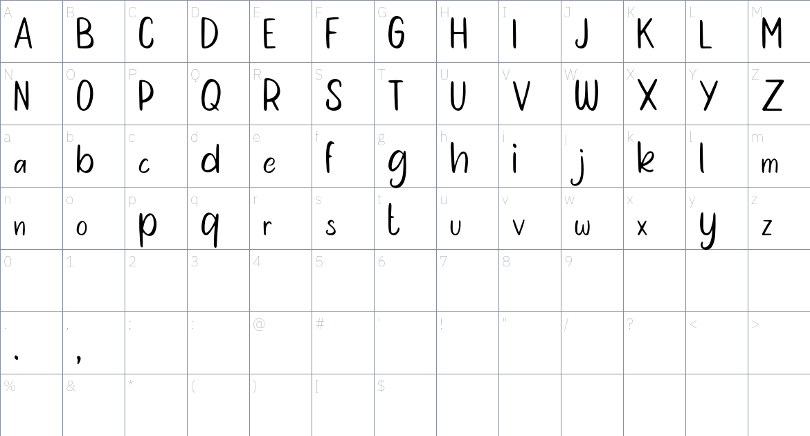 Mambu Langu Font font Character Map