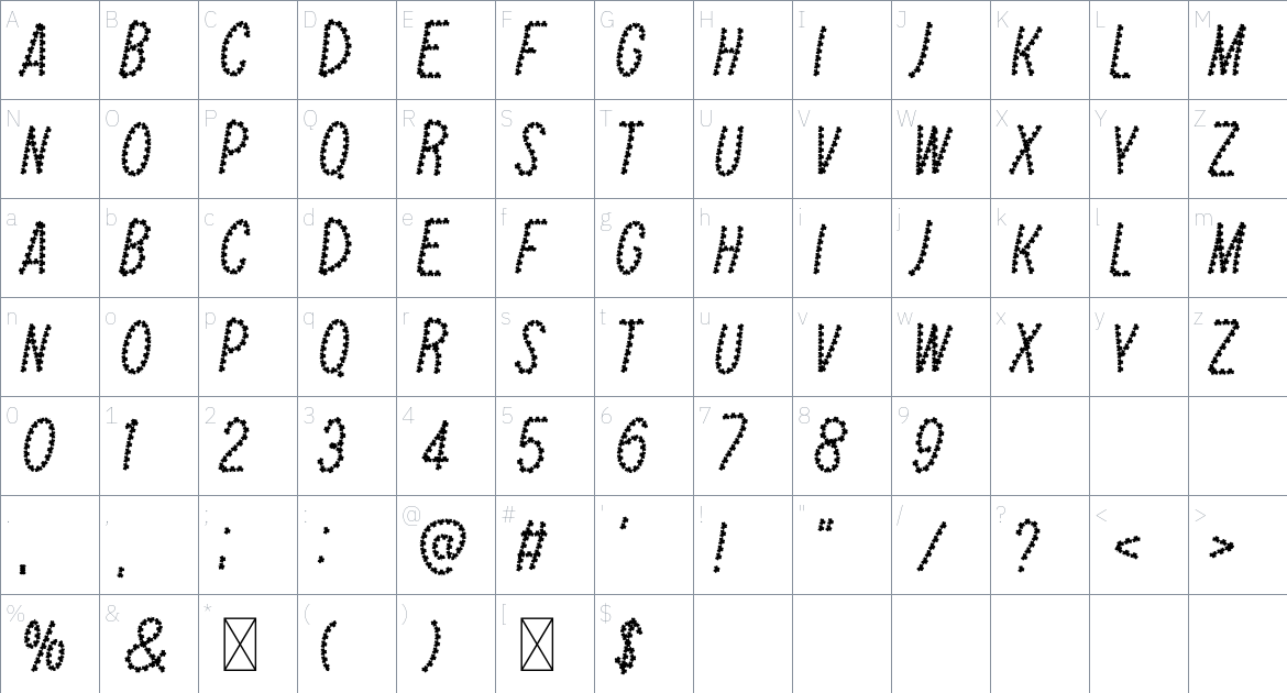 Shamrock font Character Map