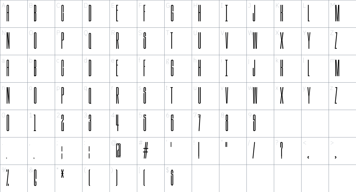 Tallboy Font font Character Map