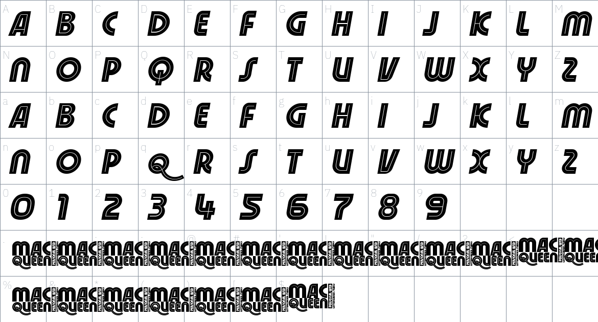 Macqueen font Character Map