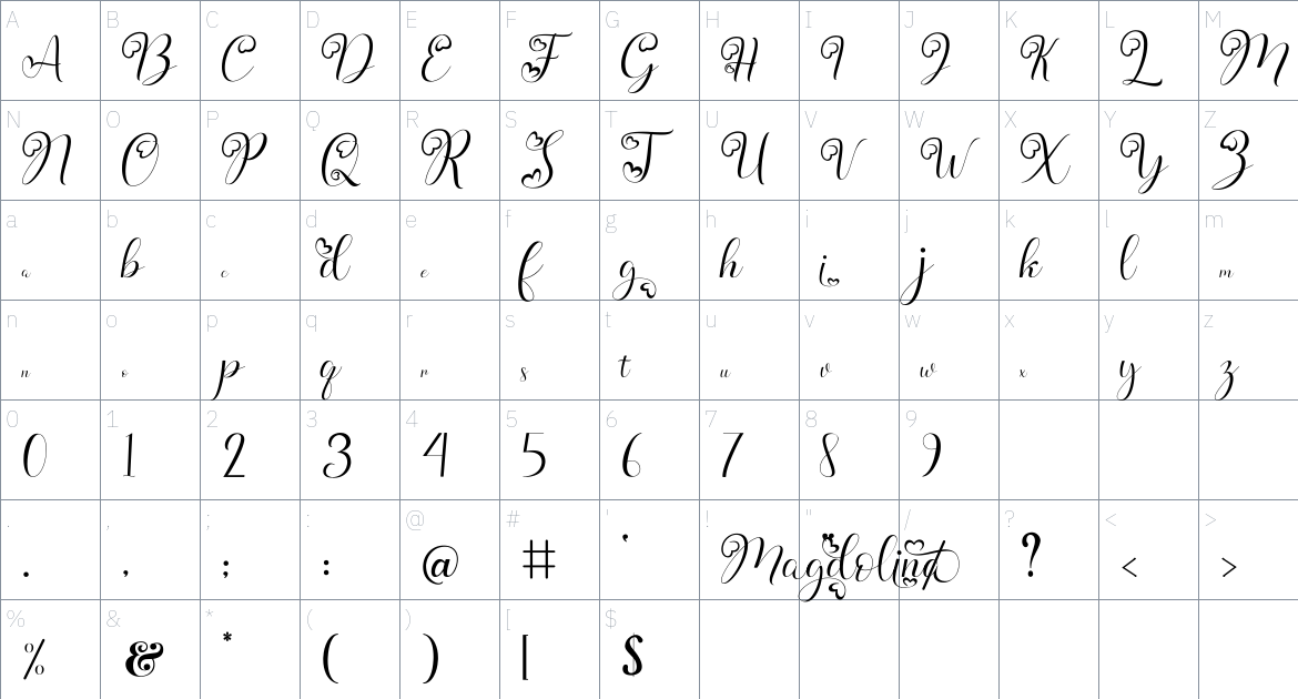 Magdolina Font font Character Map