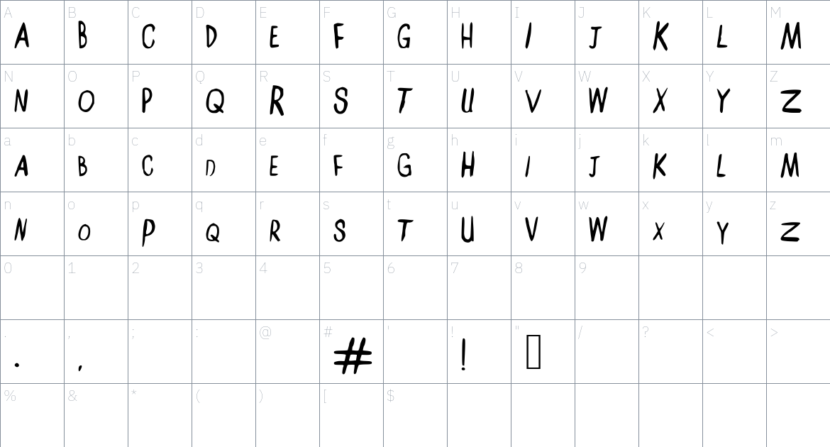 AmeliaLilyKT font Character Map