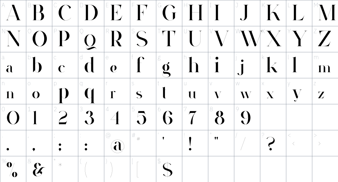 Sequoia font Character Map