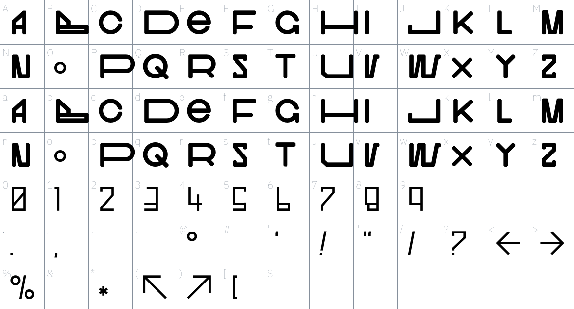 NulTien Font font Character Map