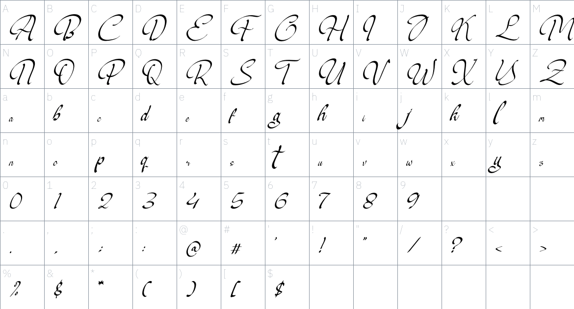 Fieldsttone font Character Map