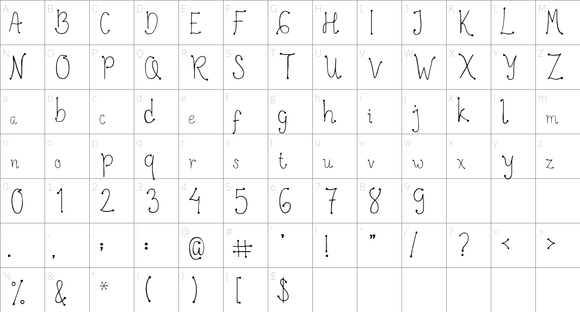 Hunian Font font Character Map