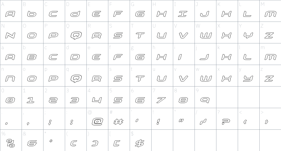 Zodiac Key font Character Map